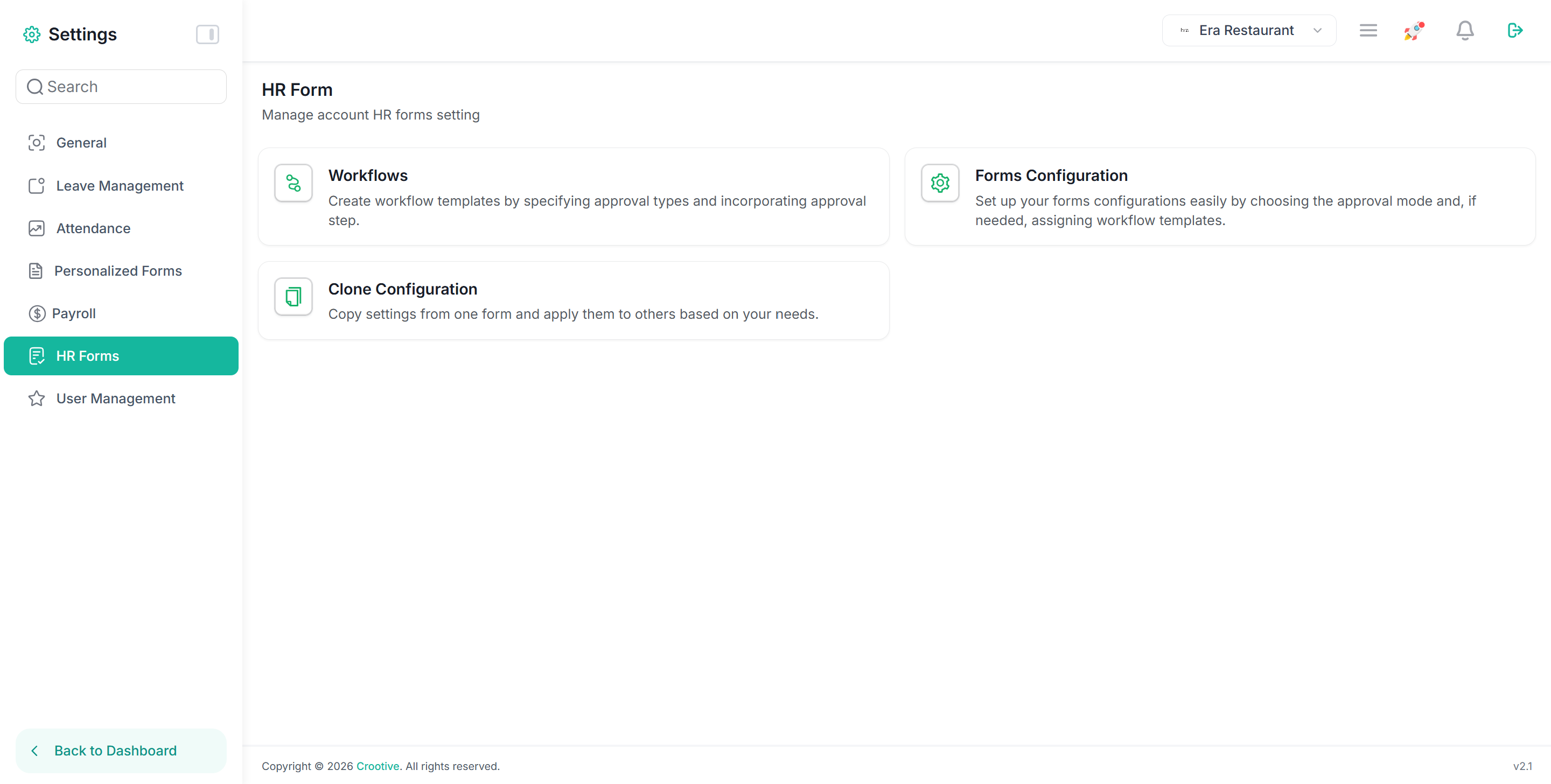 Crootive HRMS HR forms & workflows